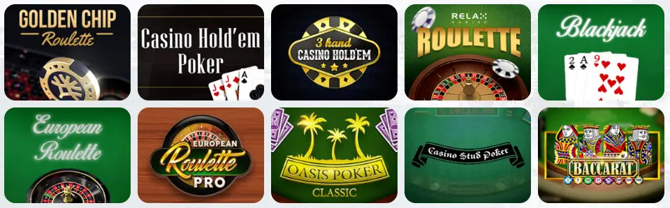 Jeux de table au Winsmania Casino